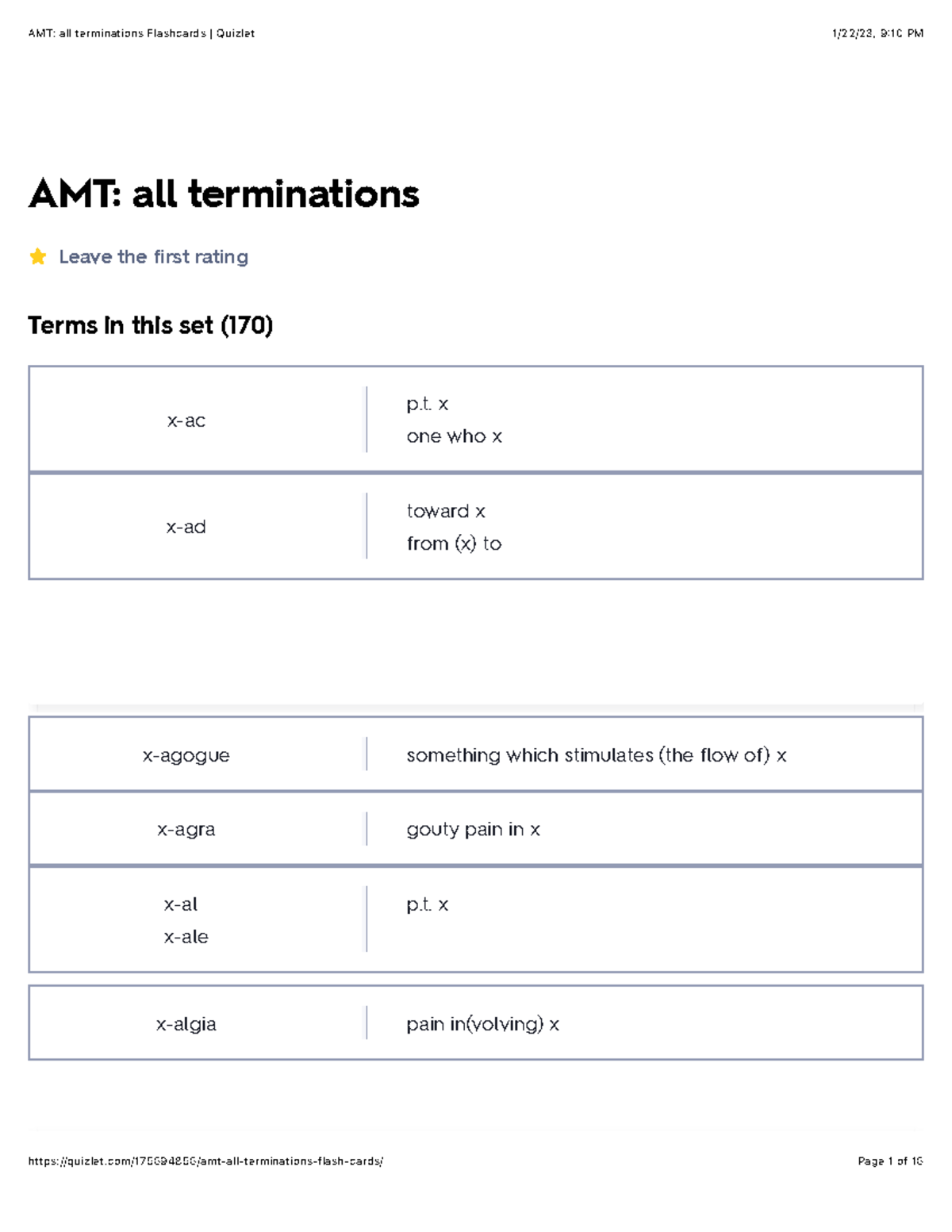 AMT: all terminations Flashcards Quizlet - AMT: all terminations Leave ...