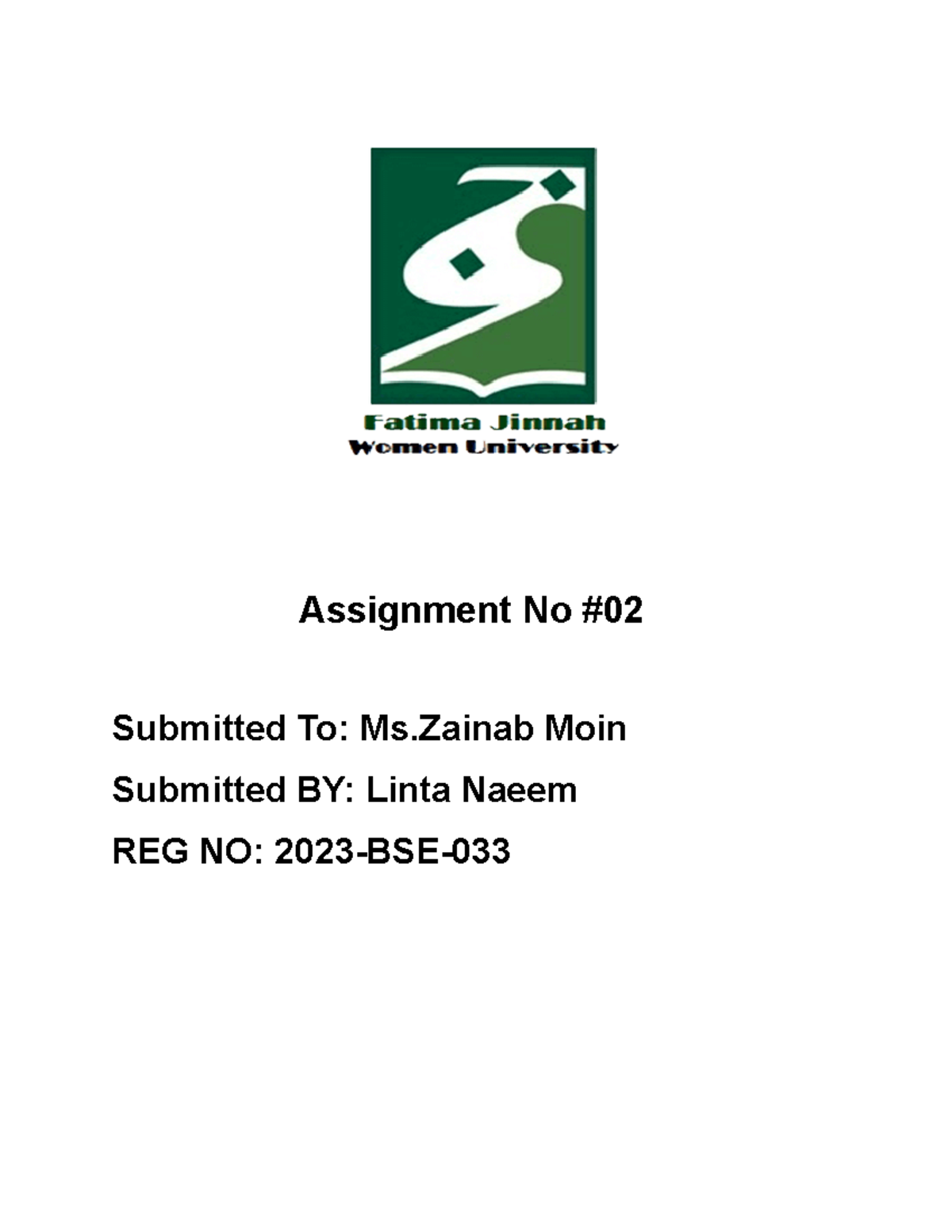 Islamiyat Assignment No # 02 - Assignment No Submitted To: Ms Moin ...