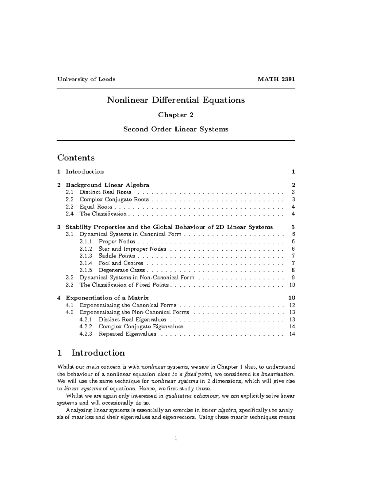 2391-2-Linear - Lecture Notes 2 - University Of Leeds MATH 2391 ...