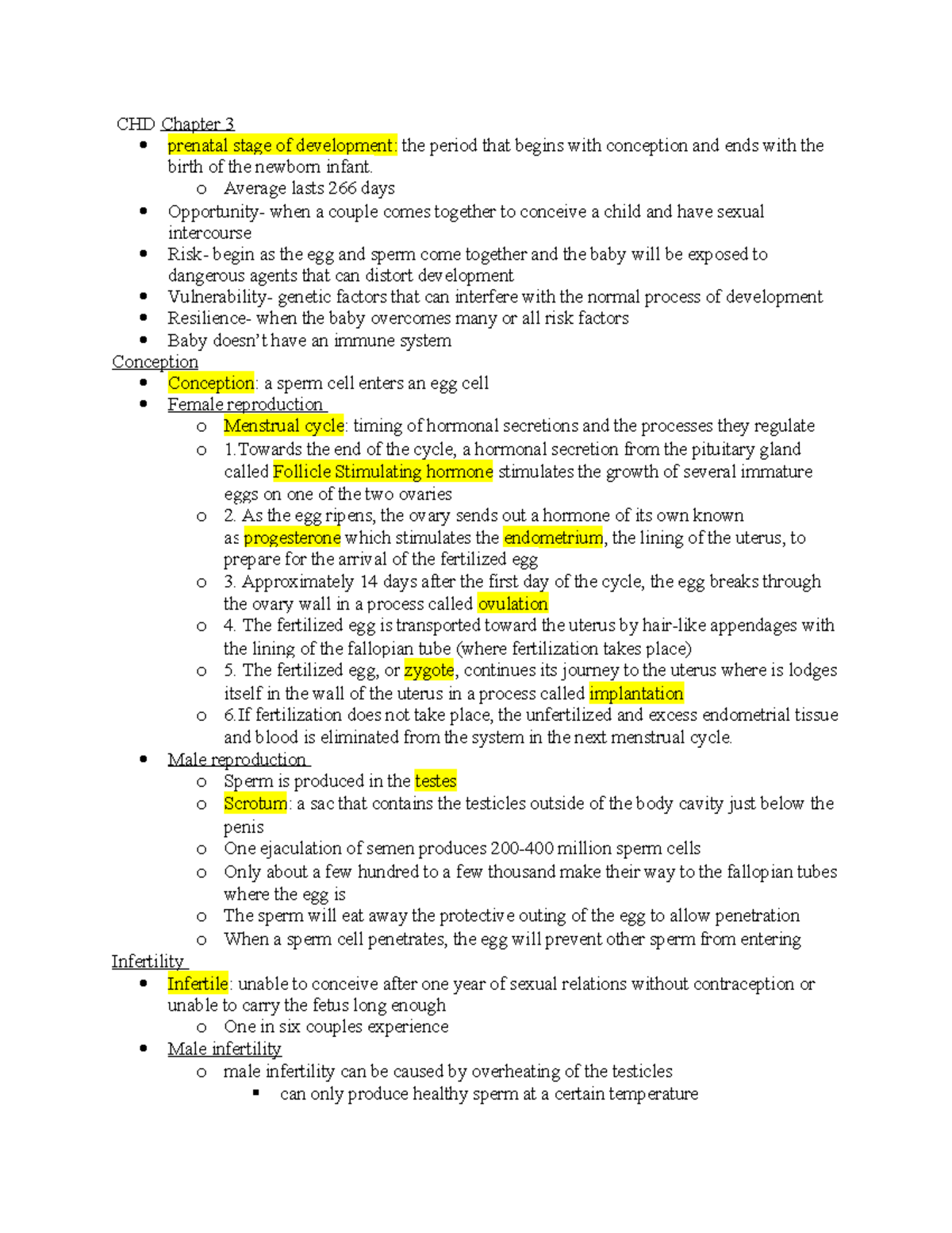 CHD Chapter 3 - Lecture notes chap 3 - CHD Chapter 3 prenatal stage of ...