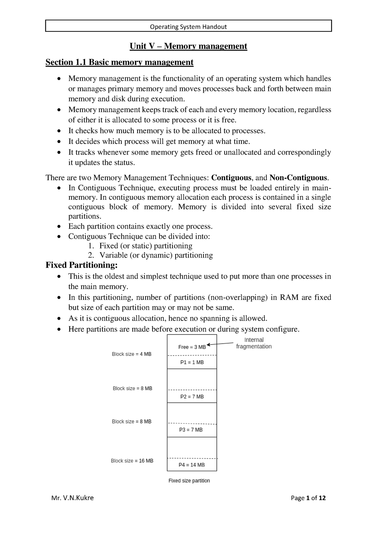 MM1-3 - Unit V – Memory Management Section 1 Basic Memory Management ...