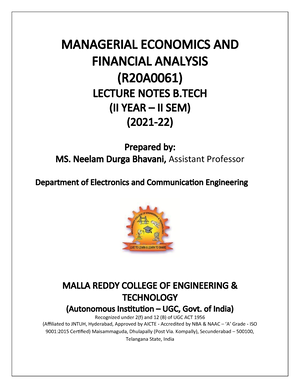 MEFA MANAGERIAL ECONOMICS AND FINANCIAL ANALYSIS R20A0061