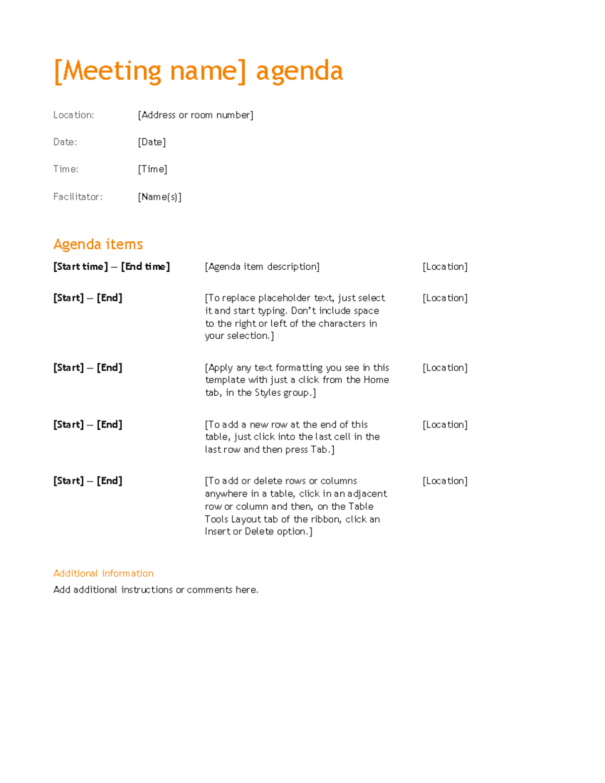 Document 1 - templates - [Meeting name] agenda Location: [Address or ...