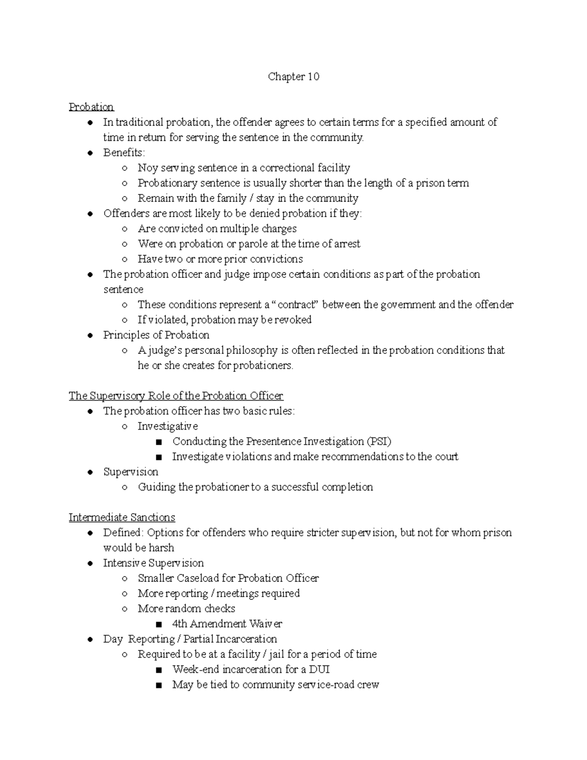 Introduction To Criminal Justice - Chapter 10 Probation In Traditional ...