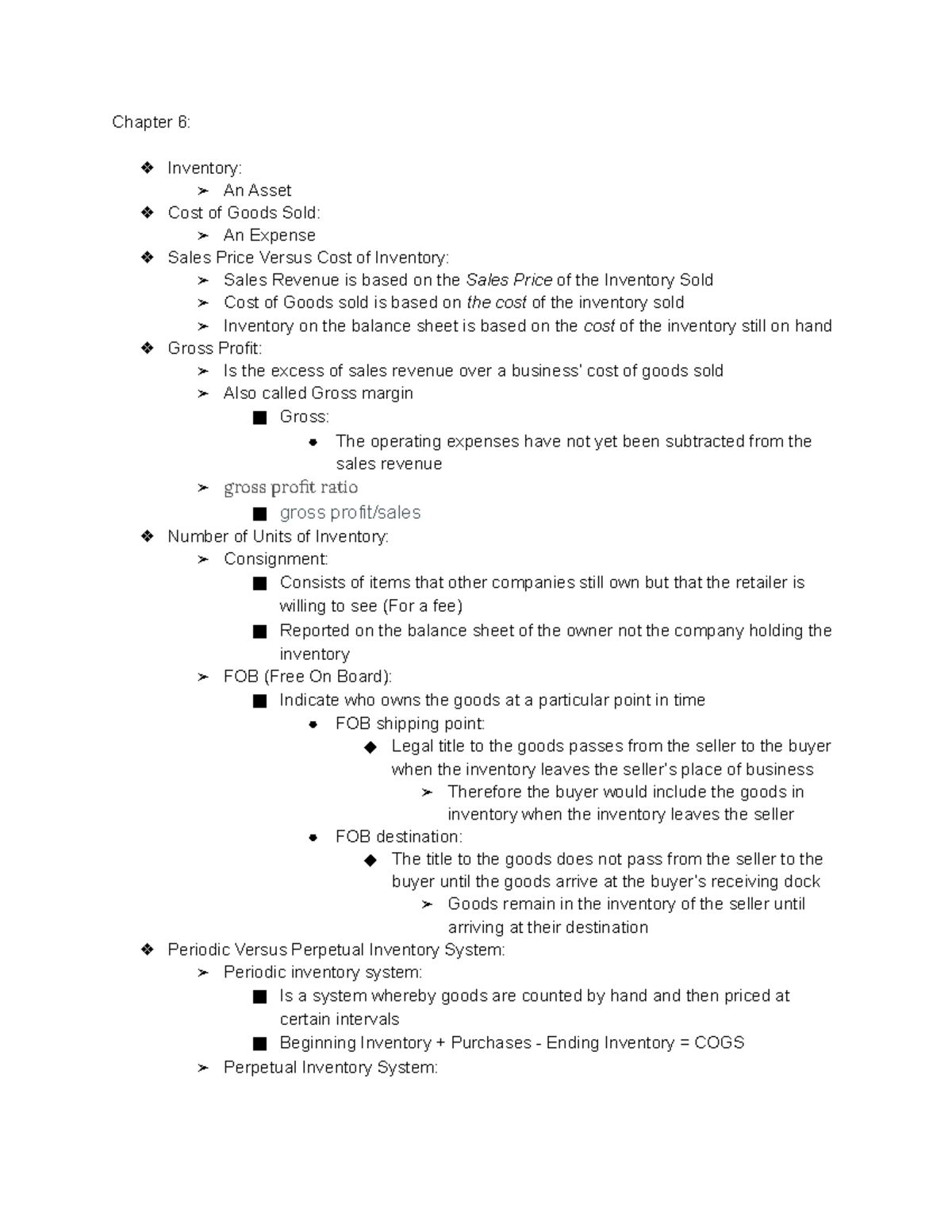 Chapter 6 Inventory And Cost Of Goods Sold - Chapter 6: Inventory: An ...