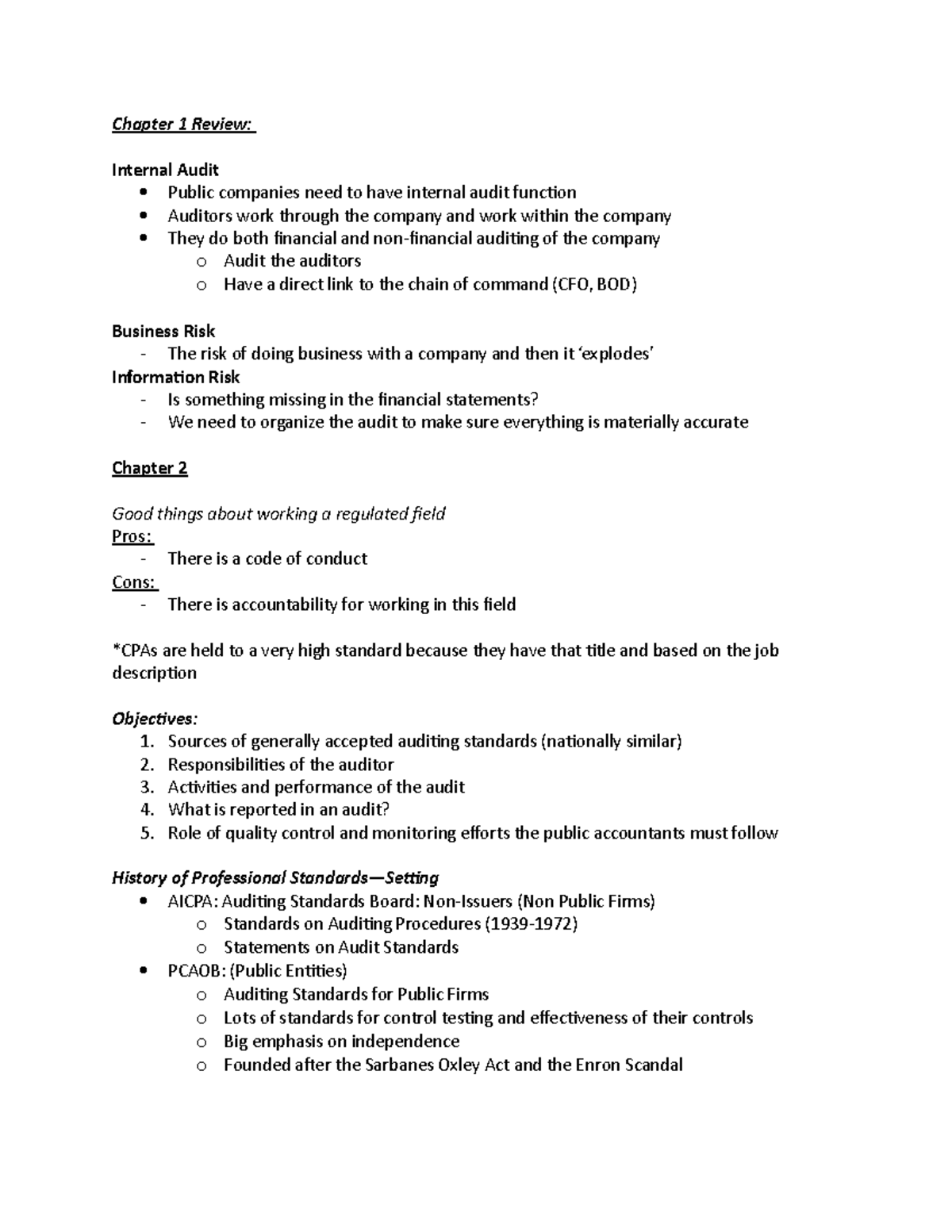 Auditing Basics - Chapter 1 Review: Internal Audit Public companies ...