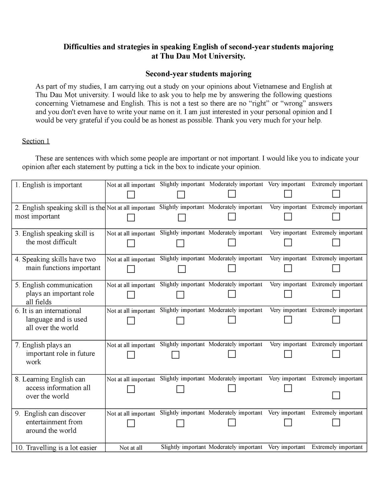 thesis questionnaire about speaking skill