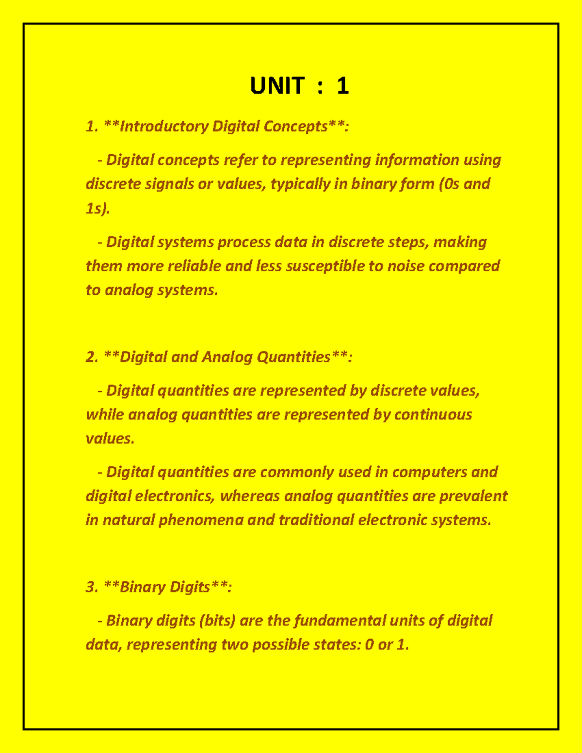 UNIT 1 IMP NOTES EXAM REVISION KANNUR UNIVERSITY - UNIT : 1 ...