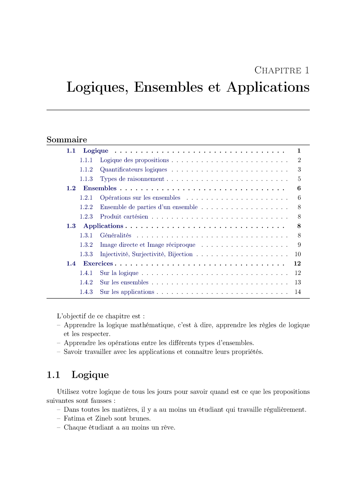 Logiques, Ensembles Et Applications Partie 1 - Chapitre 1 Logiques ...