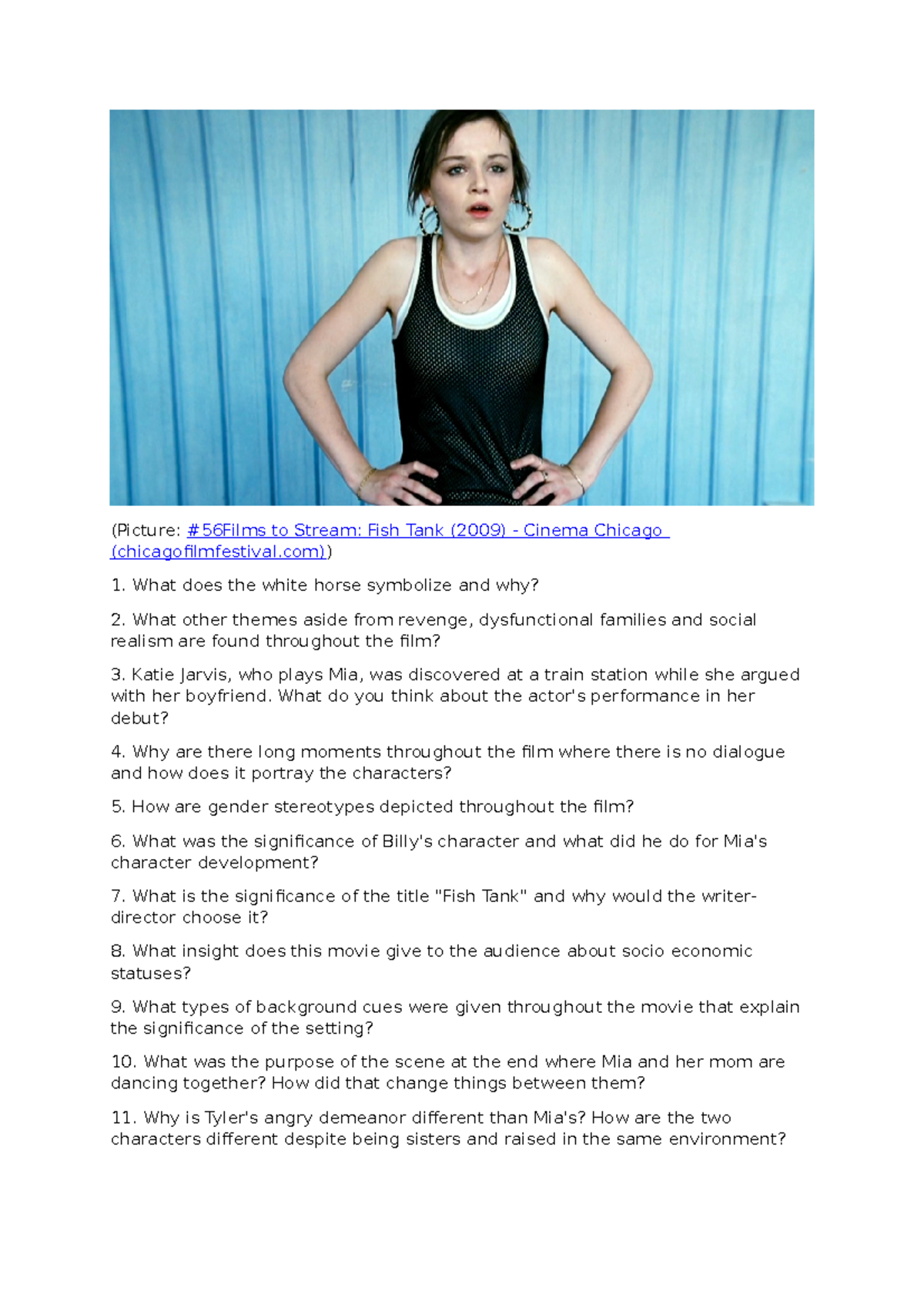 Fish Tank questions (Picture 56Films to Stream Fish Tank (2009