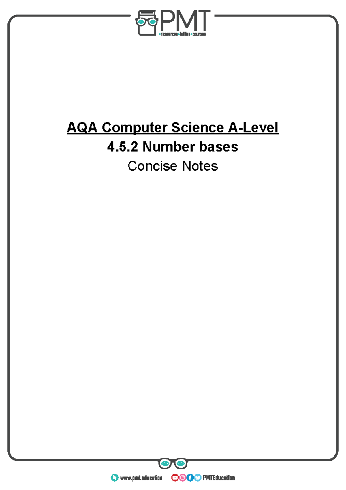 5.2. Number Bases AQA Computer Science ALevel 4.5 Number bases Concise Notes Specification 3