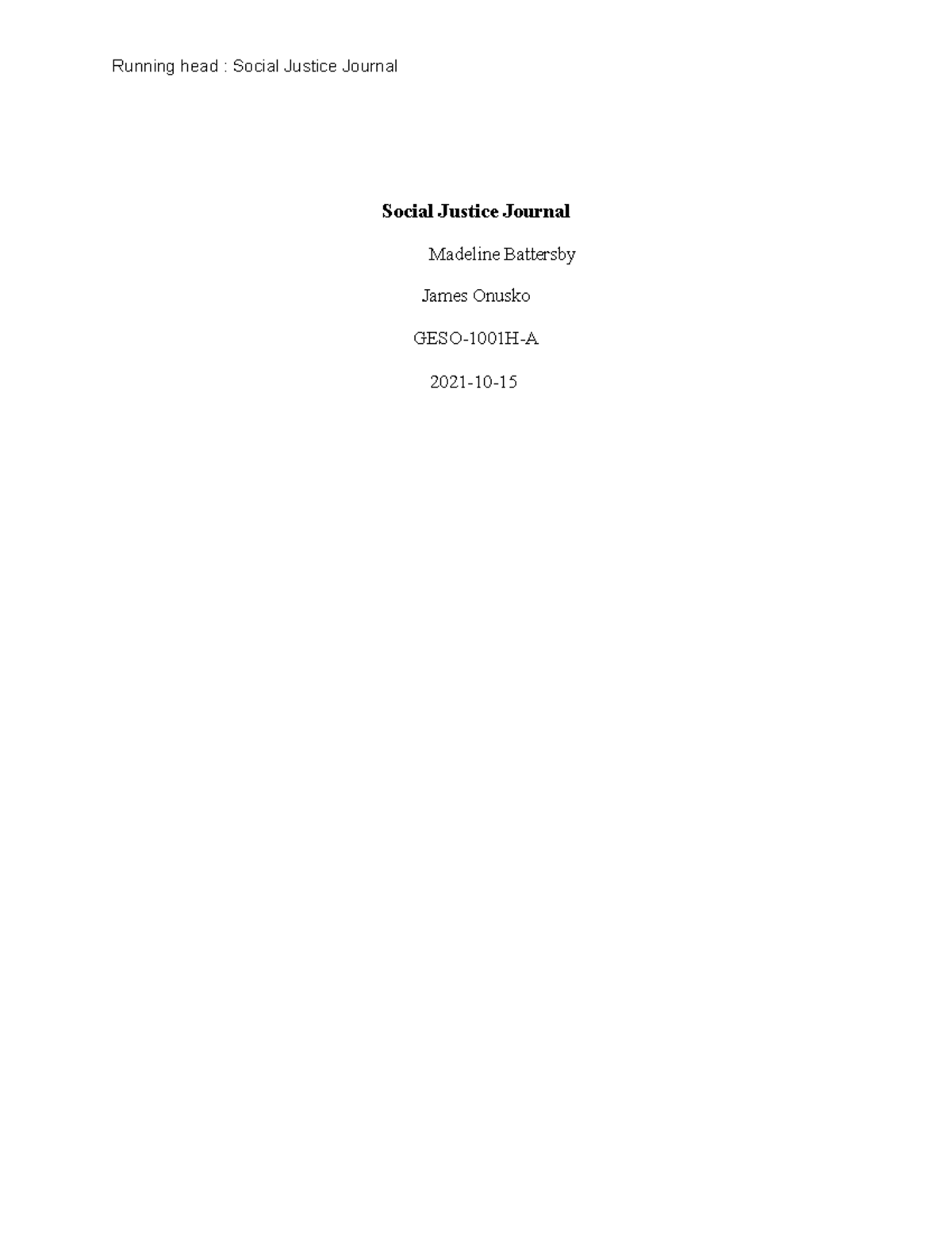 Social Justice Journal - Social Justice Journal Madeline Battersby ...