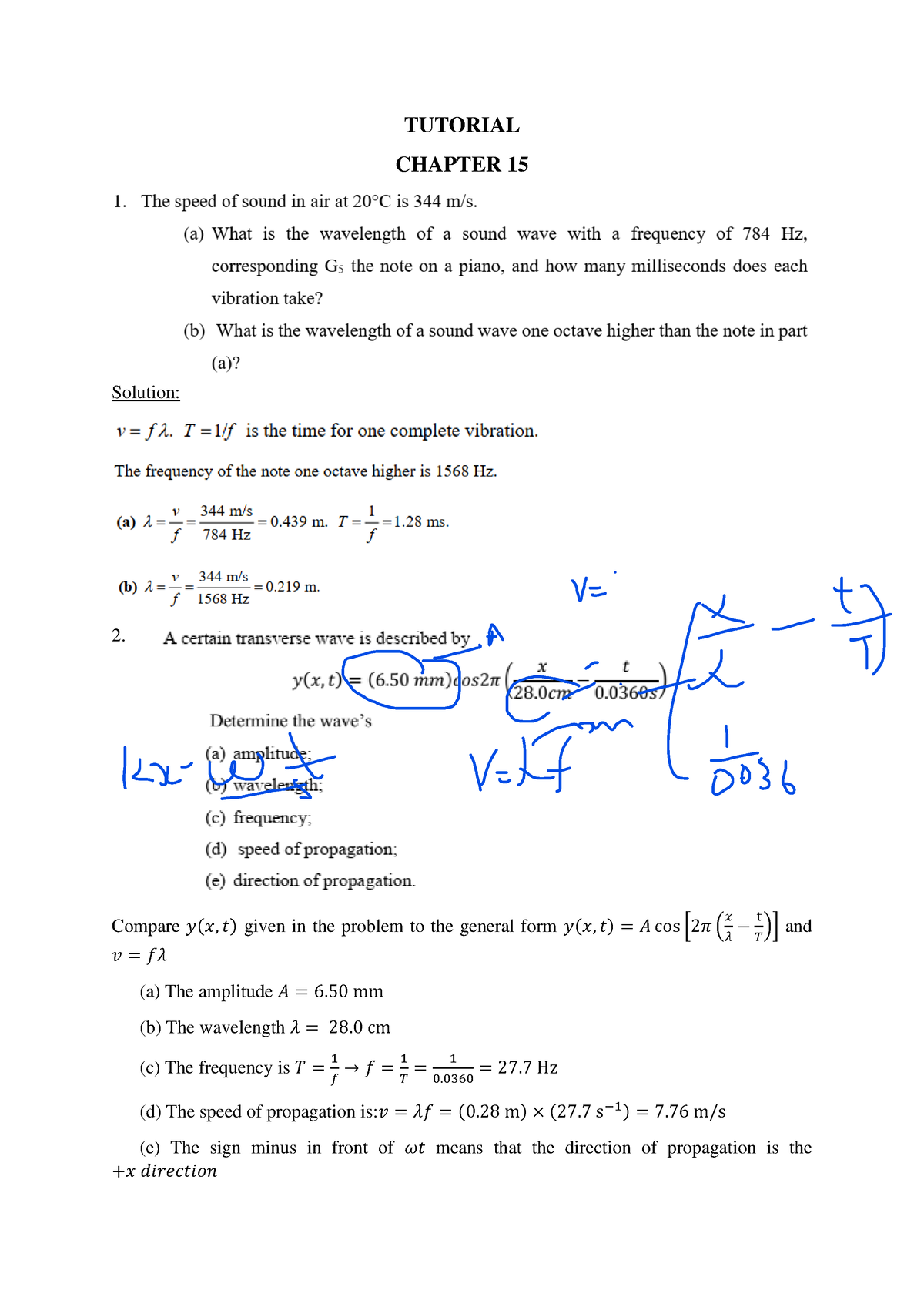 Tutorial sol15 - ydkv, - TUTORIAL CHAPTER 15 Solution: 2. Compare 𝑦(𝑥 ...