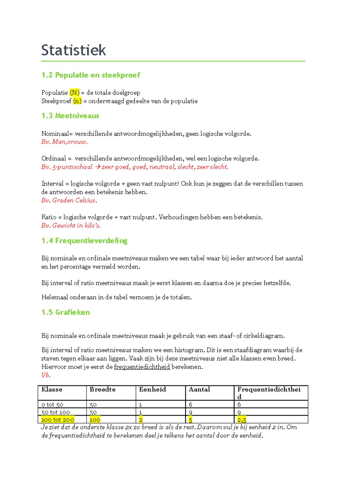 Samenvatting Statistiek - Statistiek 1 Populatie En Steekproef ...