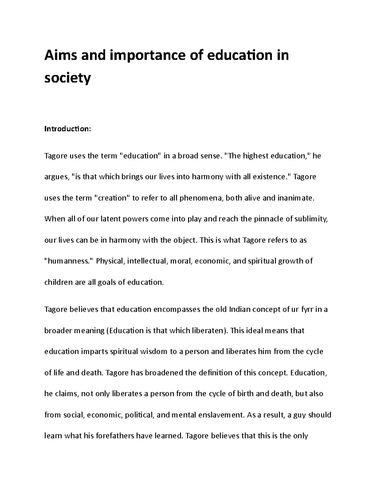 aims-and-importance-of-education-in-society-studocu