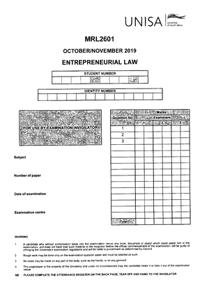 MRL2601 Oct Nov Examination 2021 Memorandum - PORTFOLIO MRL2601 ...