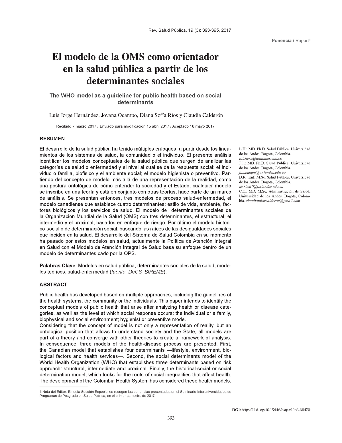 2. El modelo de la OMS como orientador en la salud pública a apartir de los  determinantes sociales - Studocu