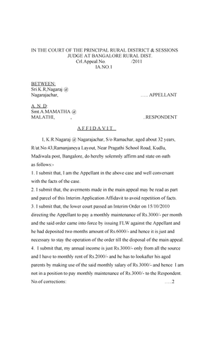 Affidavit of assets format KUSUM SHARMA vs MAHINDER KUMAR SHARMA