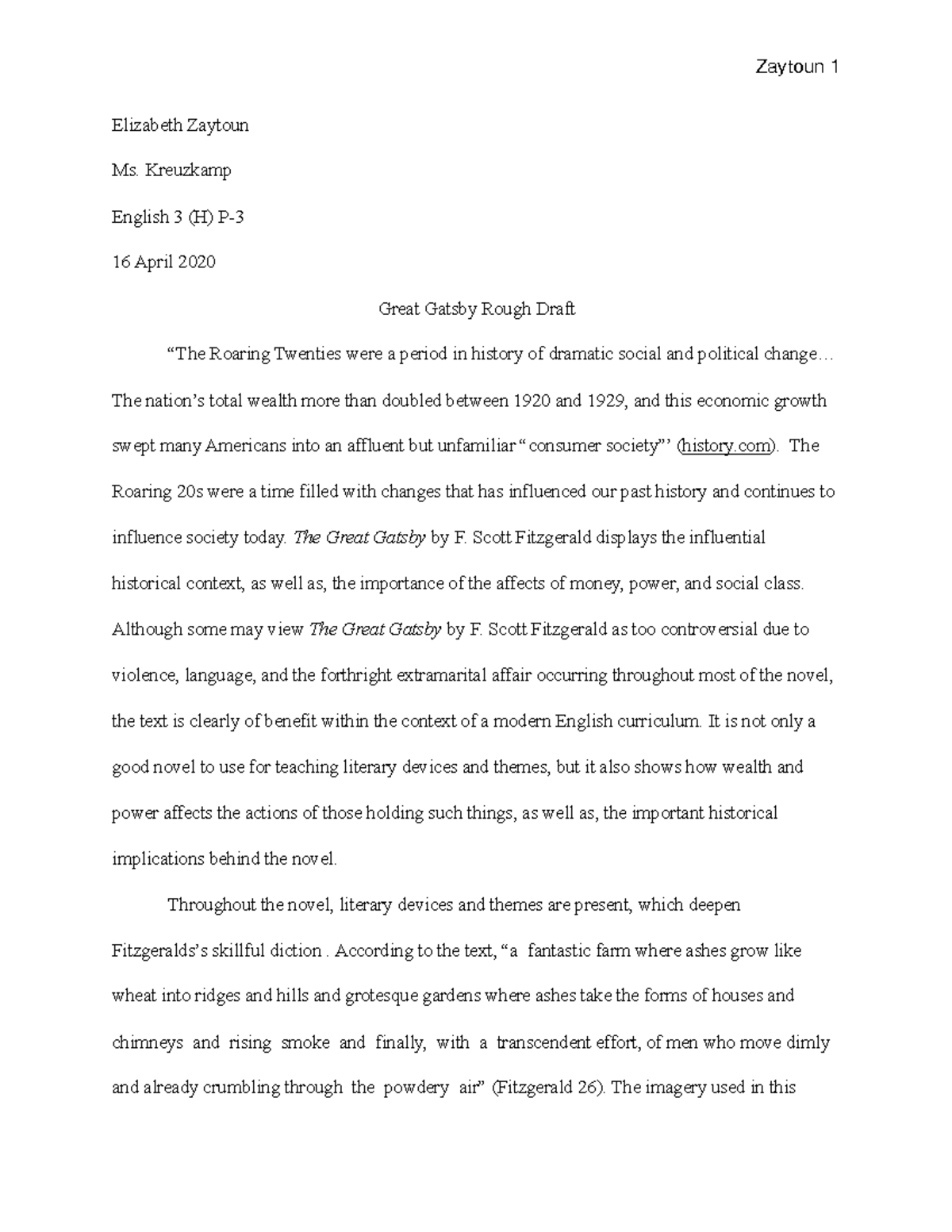 Great Gatsby Final Draft 4 20 20 Elizabeth Zaytoun Ms Kreuzkamp   Thumb 1200 1553 