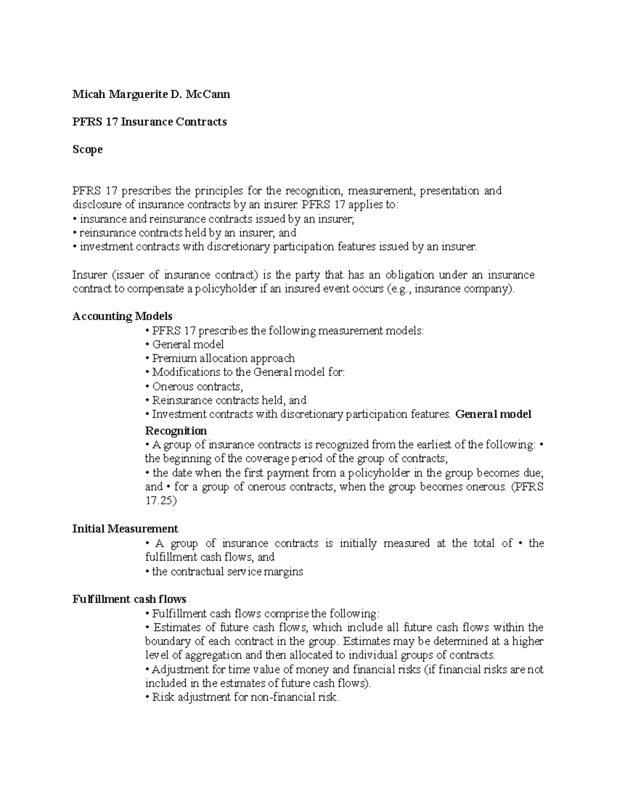 Philippine Financial Reporting Standards 4 - Micah Marguerite D. McCann ...