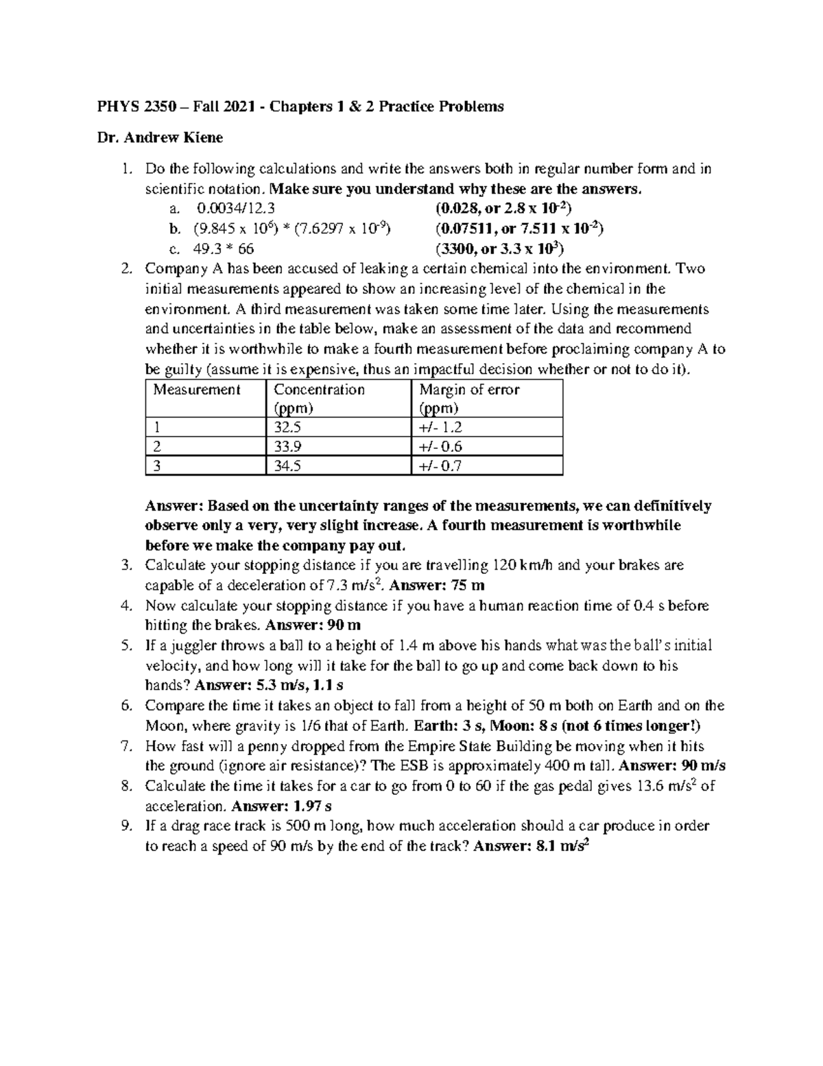 Chapters+1-2+Practice+Problems - PHYS 2350 – Fall 2021 - Chapters 1 & 2 ...