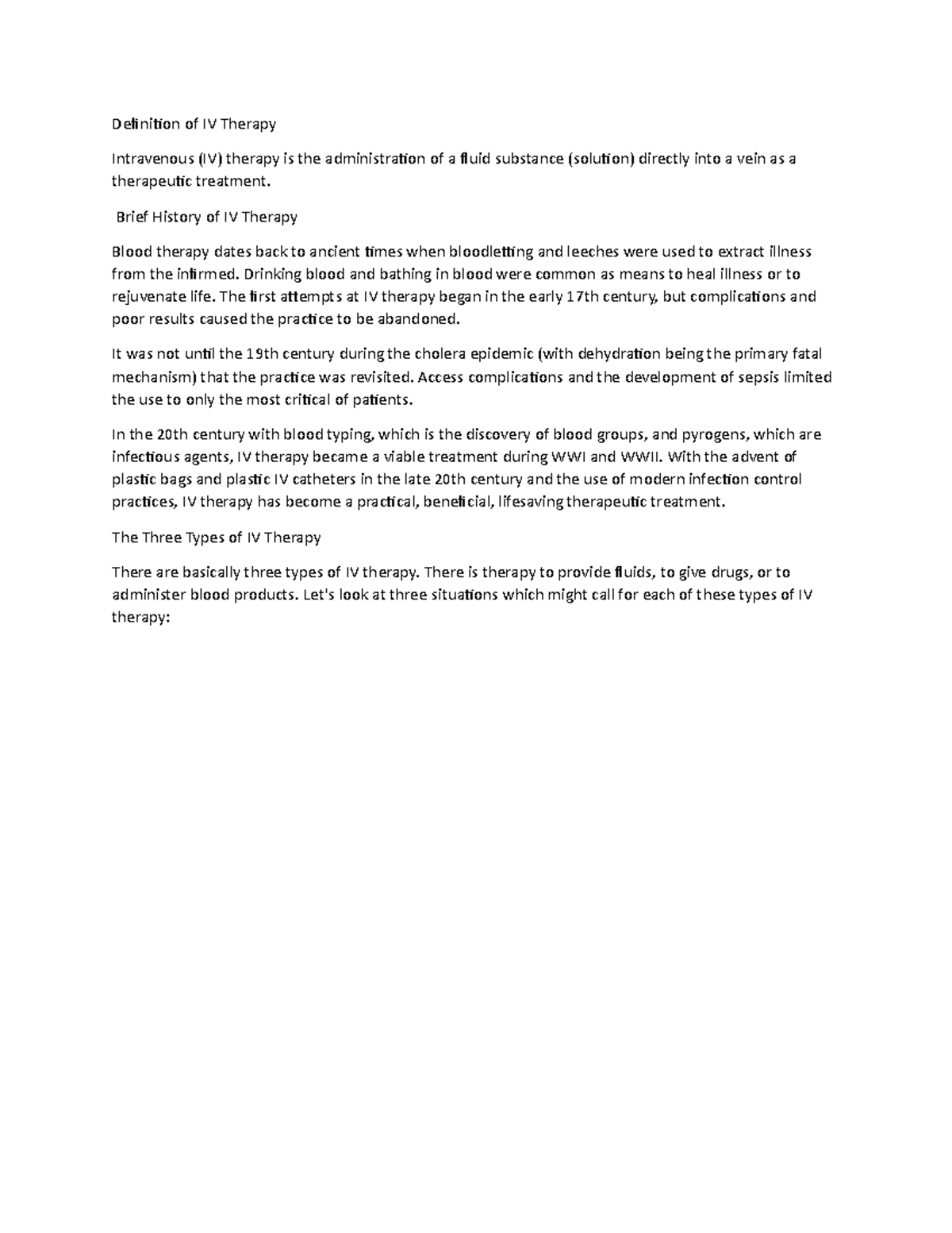 Definition of IV Therapy - Definition of IV Therapy Intravenous (IV ...