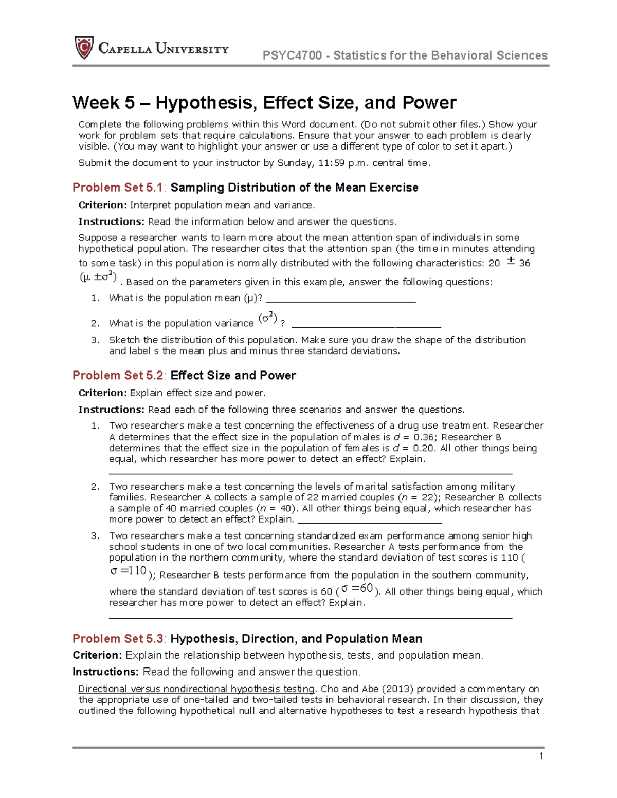 Week 5 Stats Review Psyc4700 Statistics For The Behavioral
