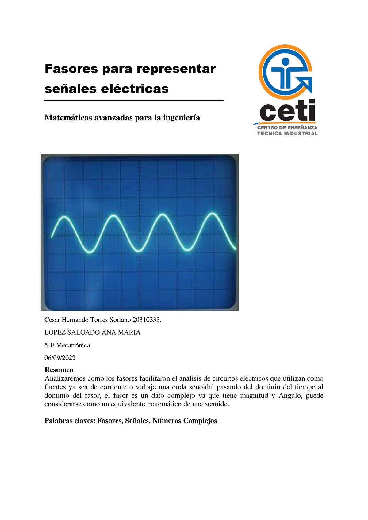 FAsores - Fasores Para Representar SeÒales ElÈctricas Matemáticas ...