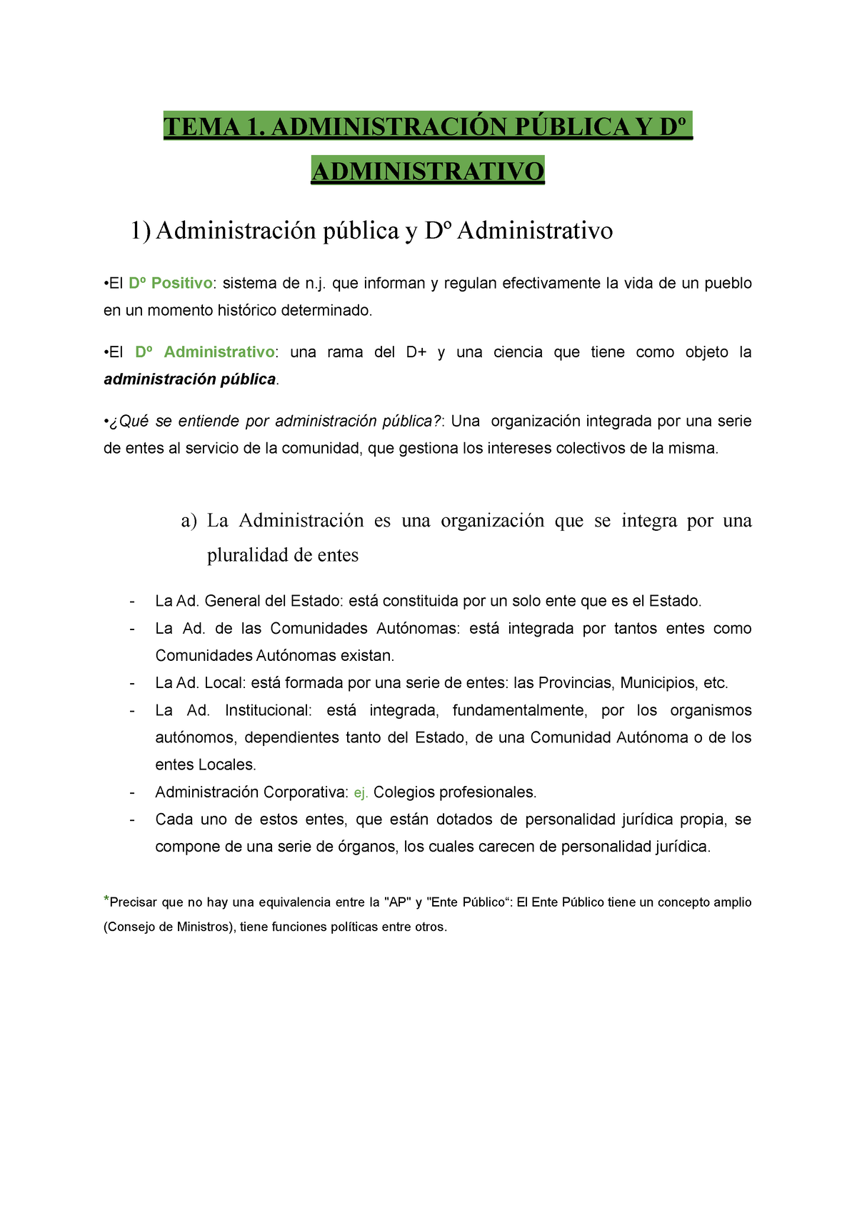 TEMA 1. Administración Pública Y Dº Administrativo - TEMA 1 ...