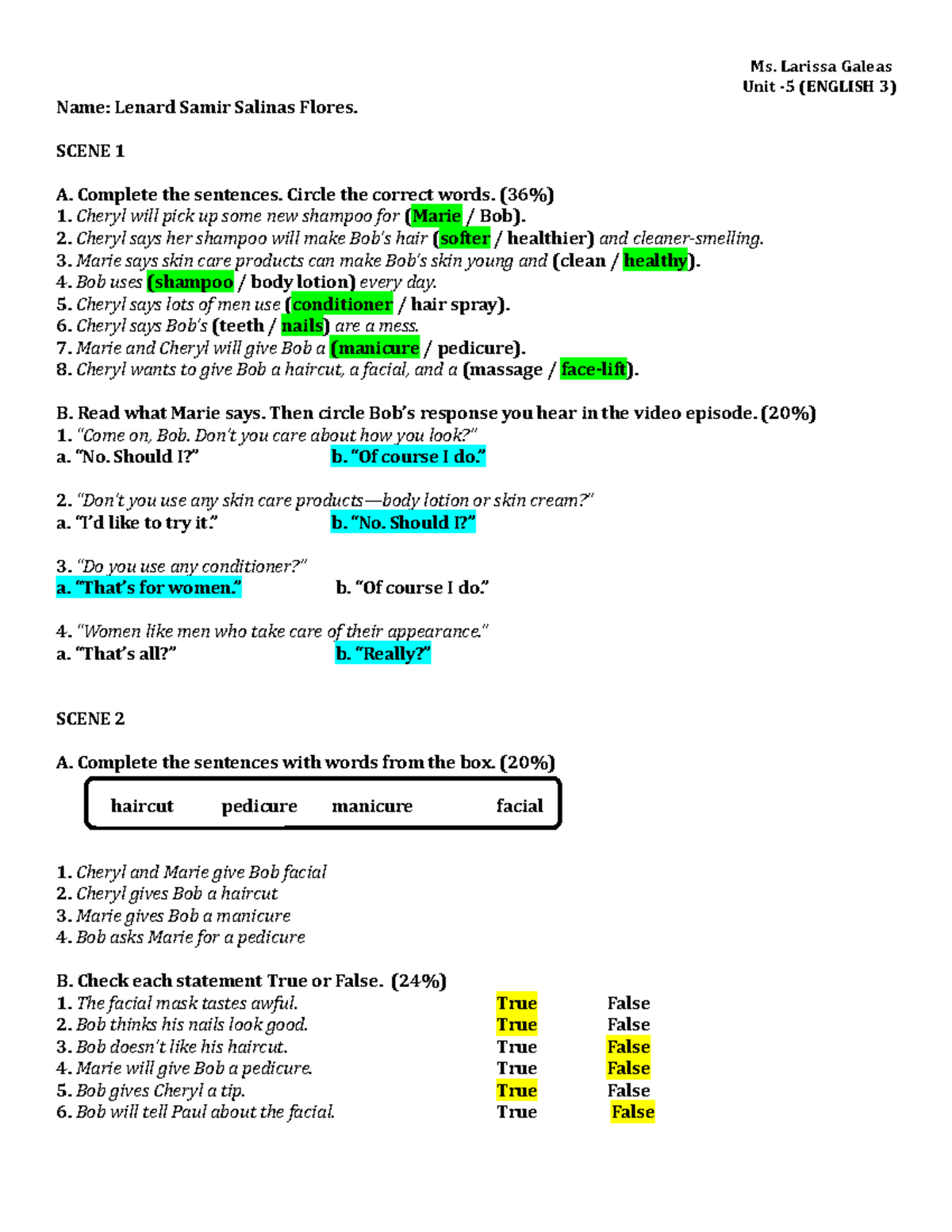 English 3 Unit 5 Video - trabajo de ingles - Ms. Larissa Galeas Unit -5 ...