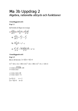 Ma 3b-26 Uppdrag 2 Frågor - Ma 3b Uppdrag 2 Algebra, Absolutbelopp ...