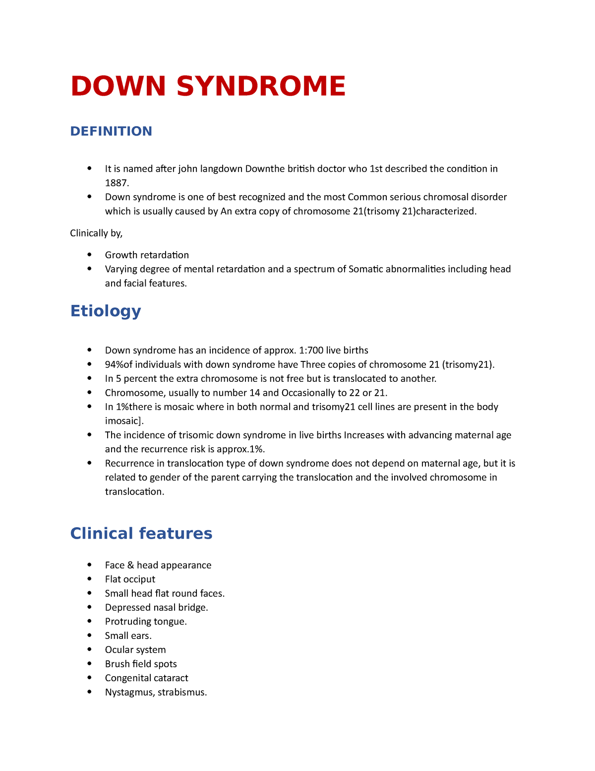 Down syndrome - DOWN SYNDROME DEFINITION It is named after john ...