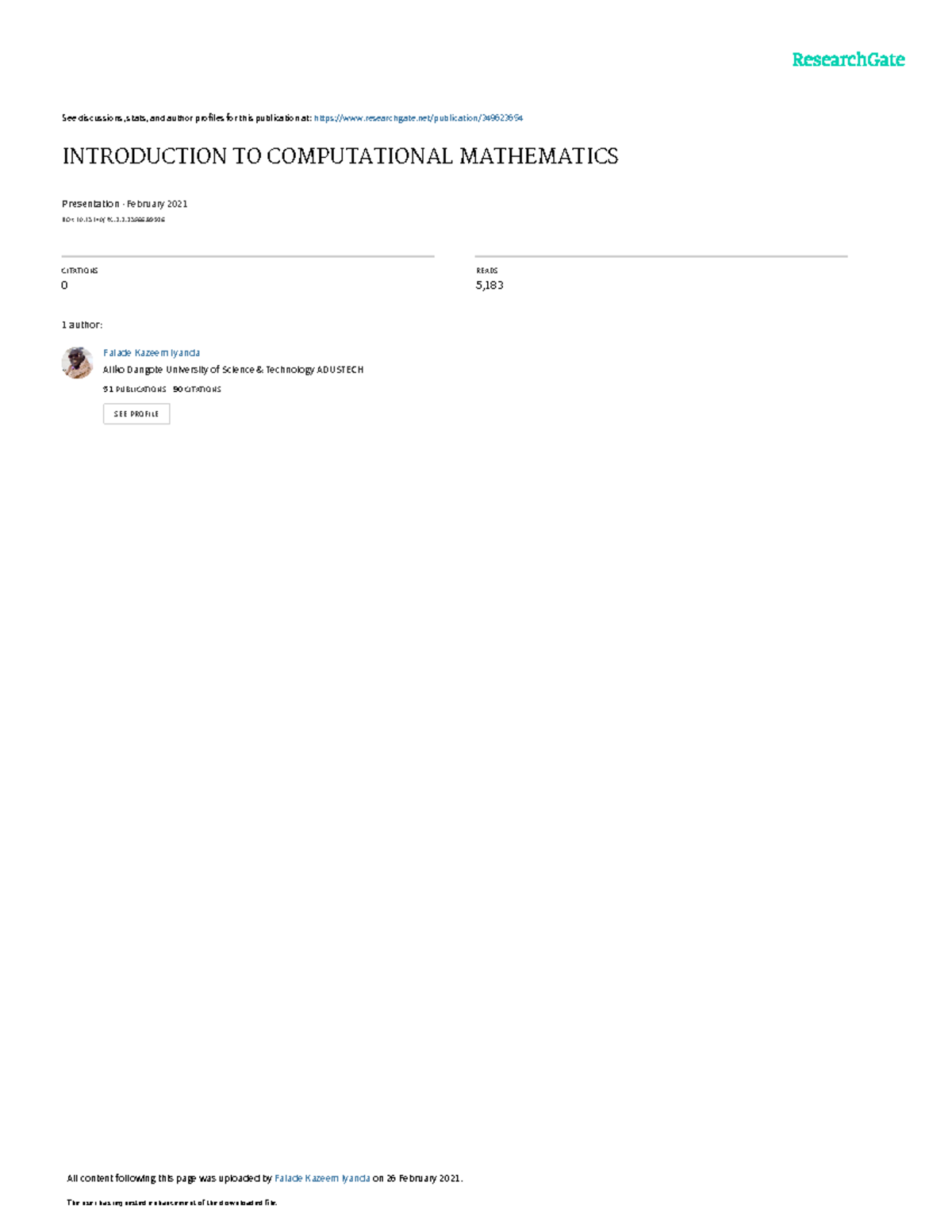 Introductiontocomputationalmathematics - See discussions, stats, and ...
