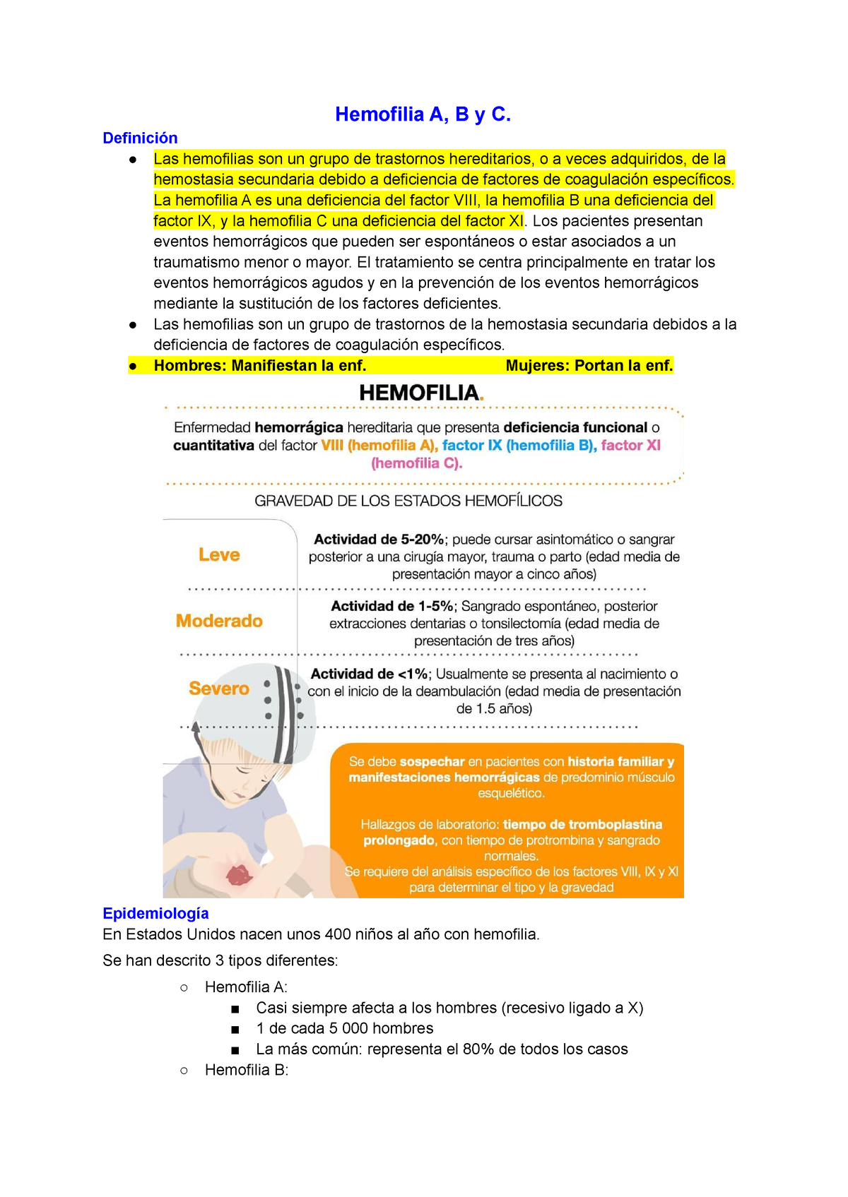 Hemofilia A, B Y C - Definición Las Hemofilias Son Un Grupo De ...