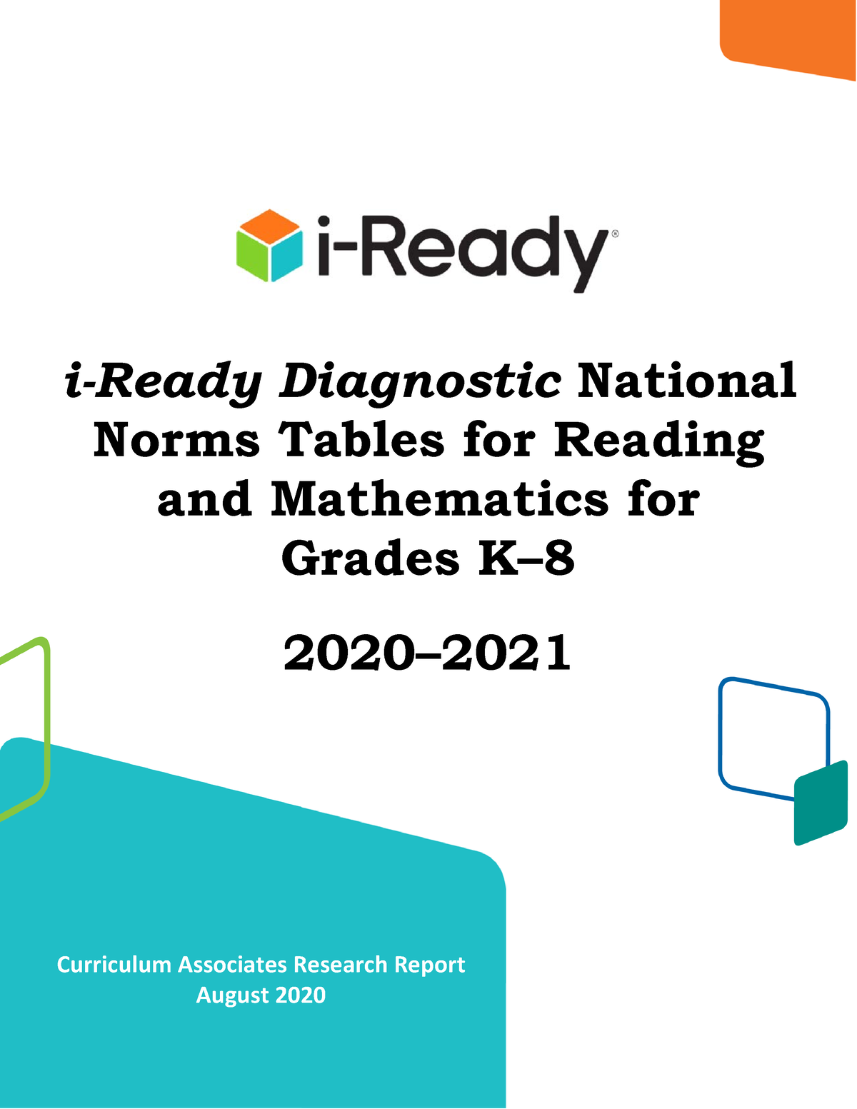 IreadynormstablesK820202021 school year Norms Tables for