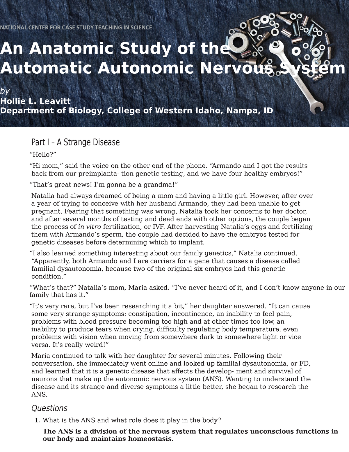 autonomic nervous system case study answers