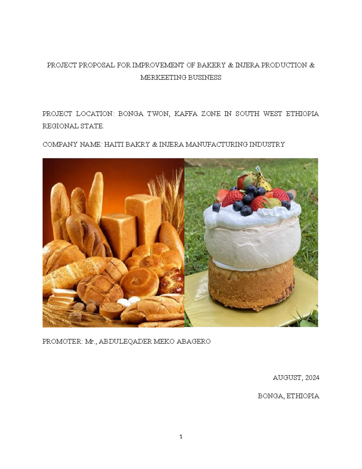 Project proposal abdu - PROJECT PROPOSAL FOR IMPROVEMENT OF BAKERY ...
