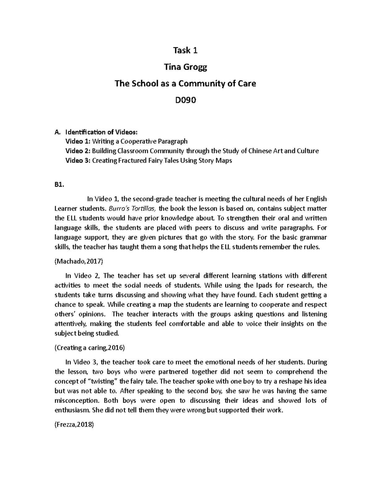 Task 1 D090 School As A Community Of Care - D090 - WGU - Studocu