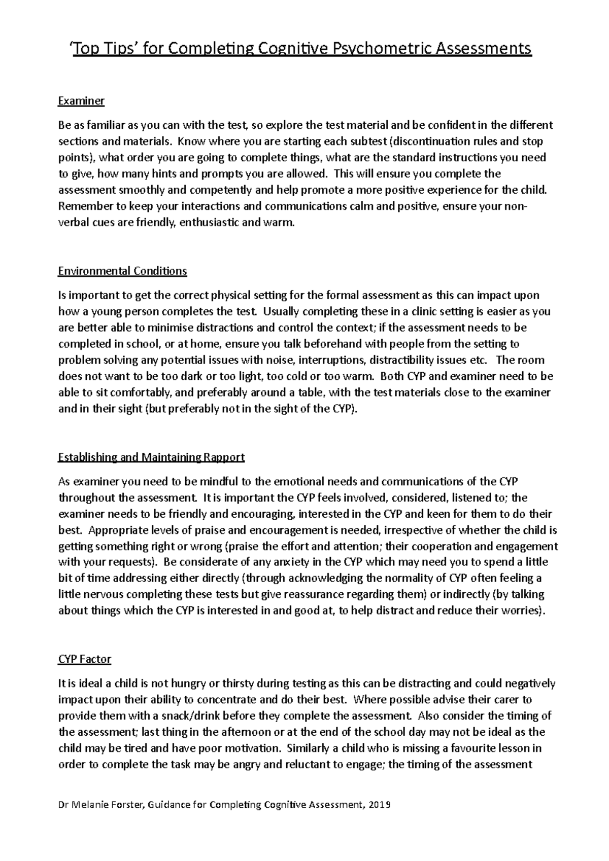 Top Tips for Completing Cognitive Assessments VLE - ‘Top Tips’ for ...