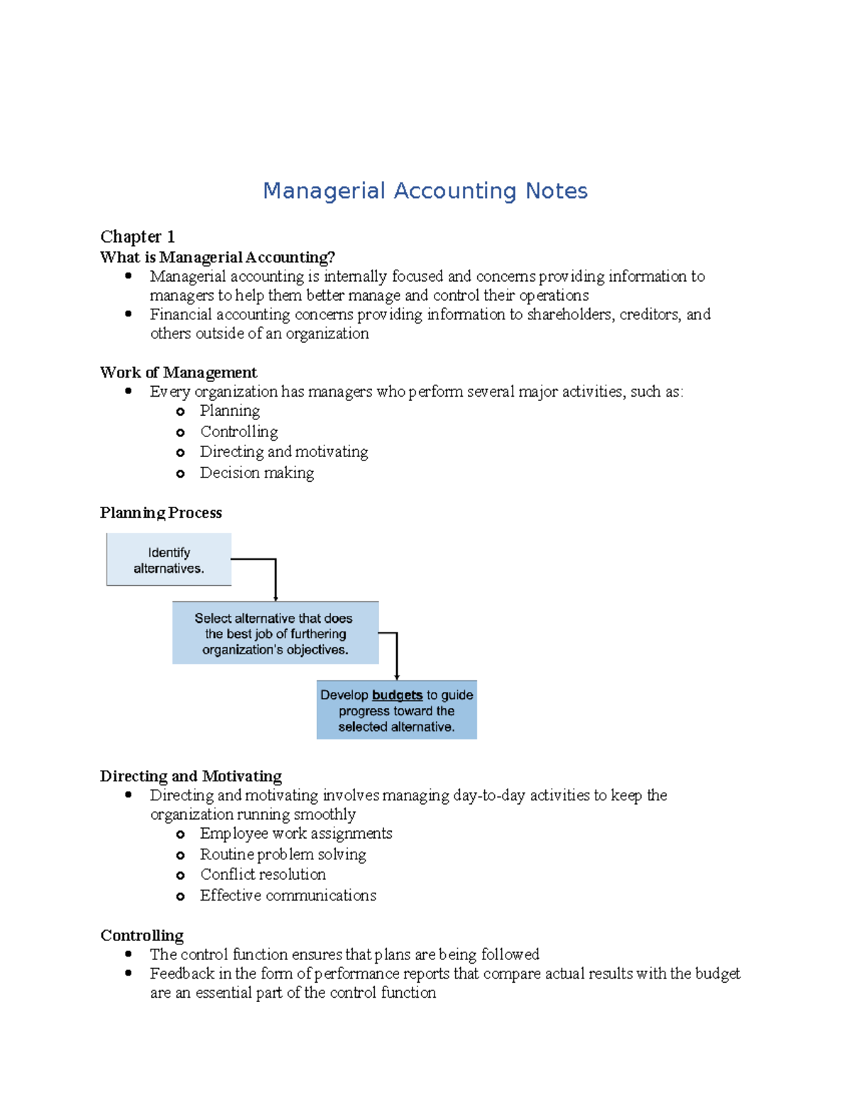 Managerial Accounting Chapter 1 Notes - Managerial Accounting Notes ...