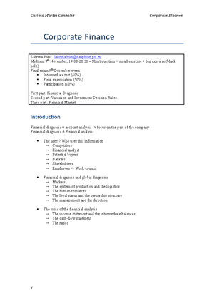 Corporate Finance Summary - Corporate Finance Summary Chapter 1 ...