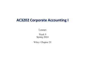 Corporate Accounting I - AC3202 - CityU - Studocu