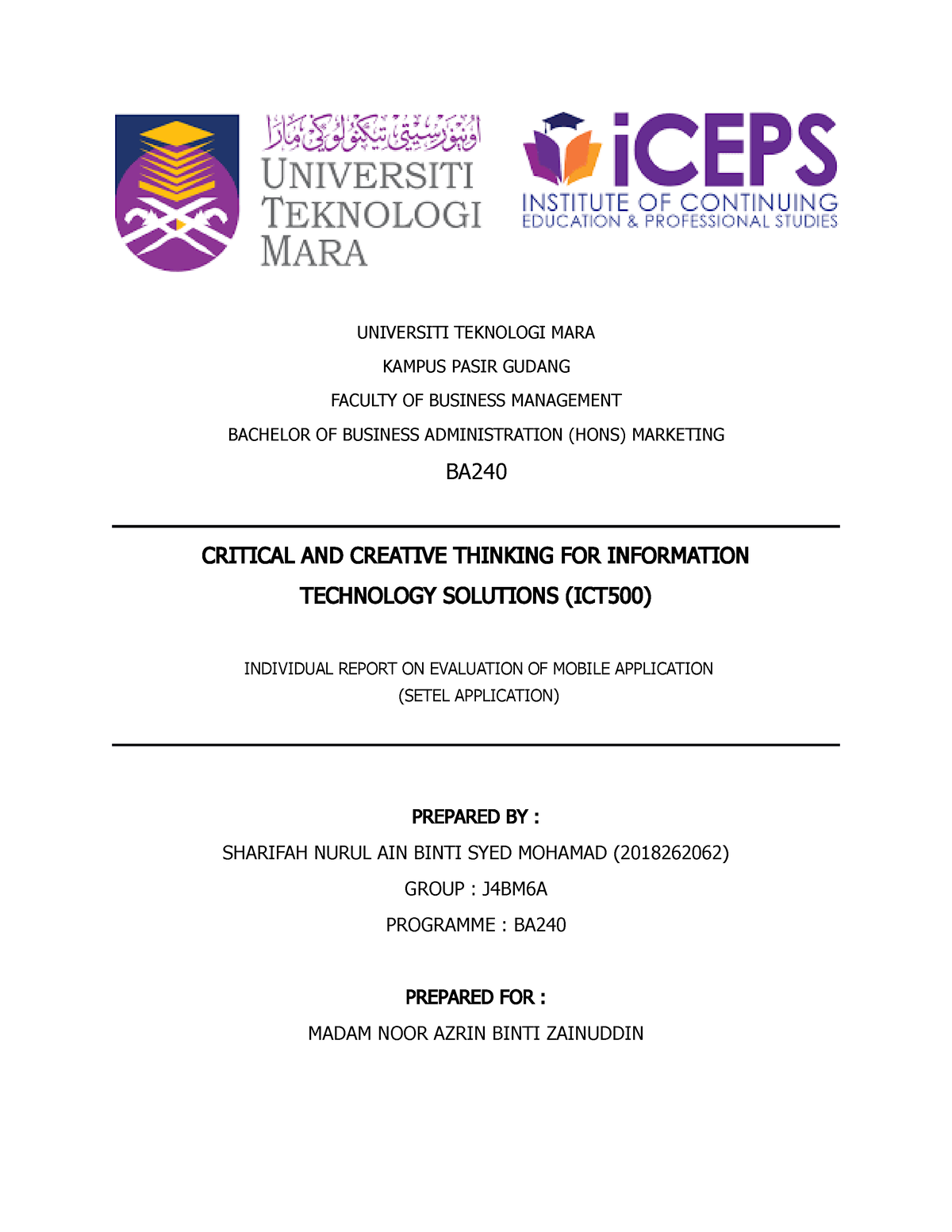 ict 500 assignment 1