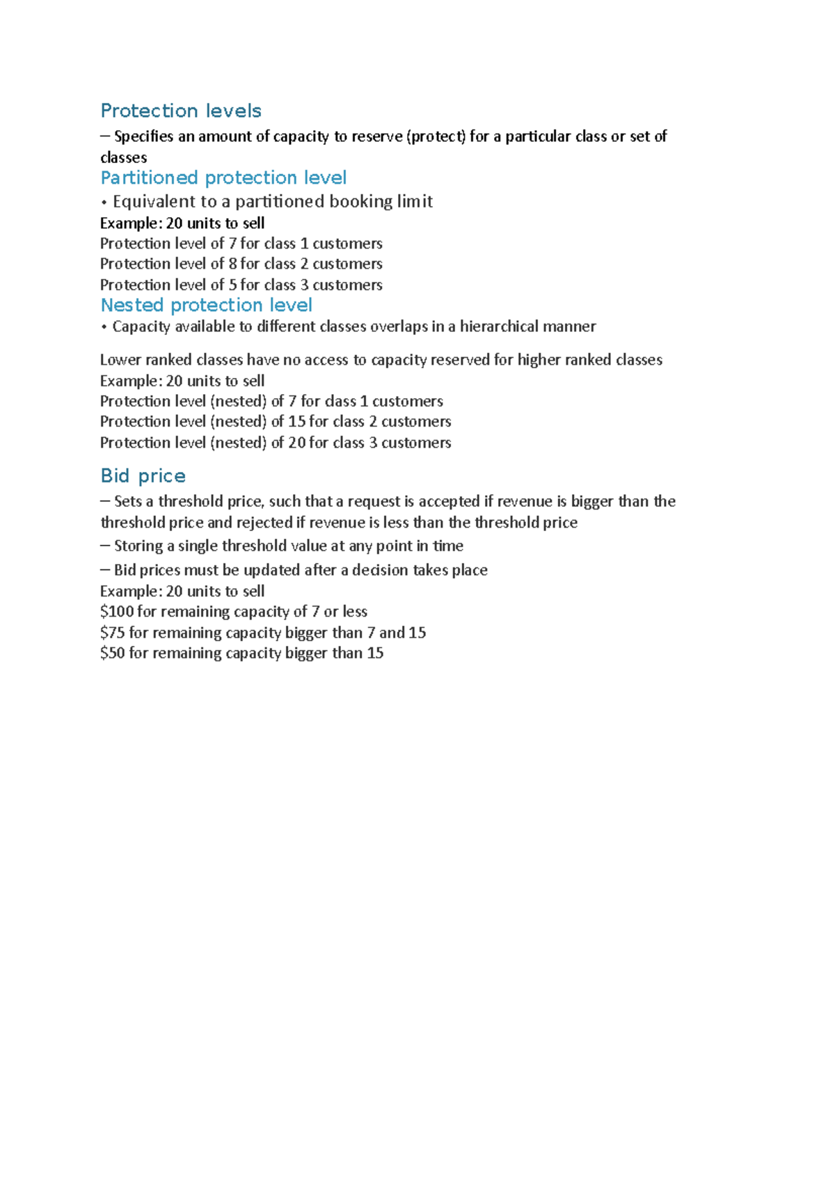 Protection levels - Lecture notes Class notes - Protection levels ...