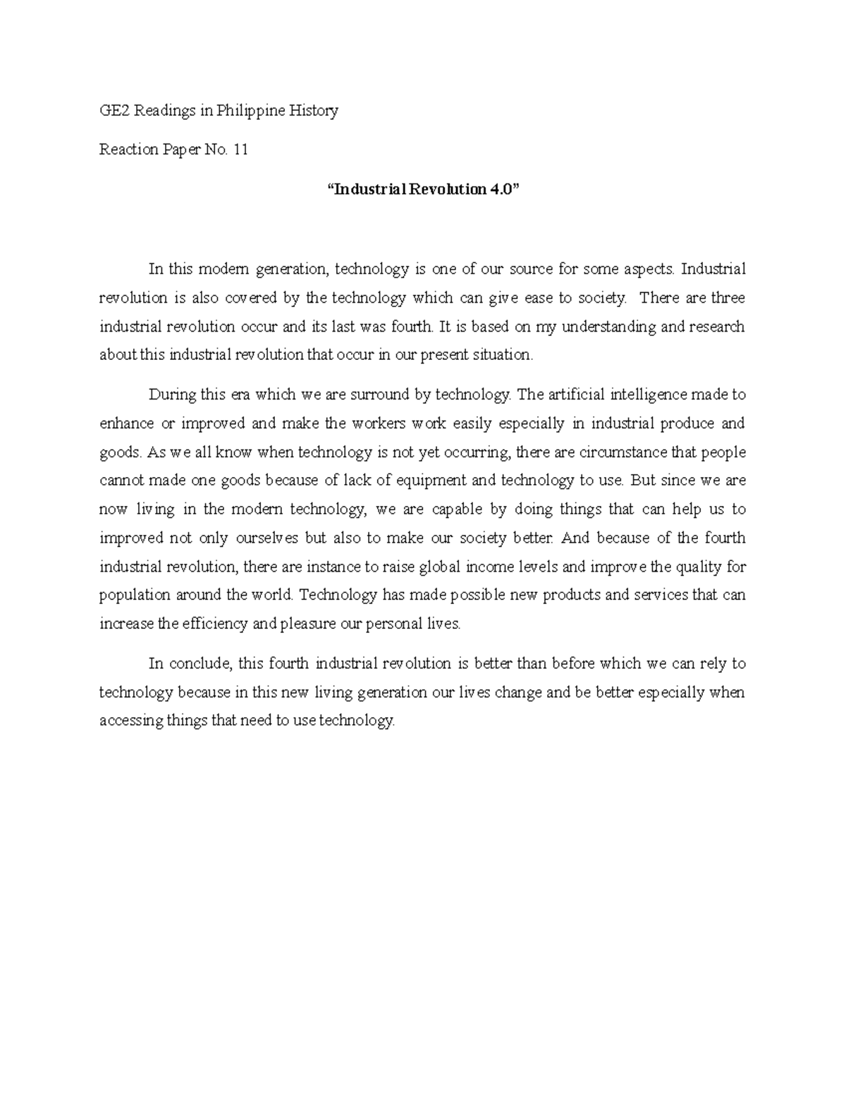 GE2, RPH, Paper NO - Grade: 12 - Readings in Philippine History ...