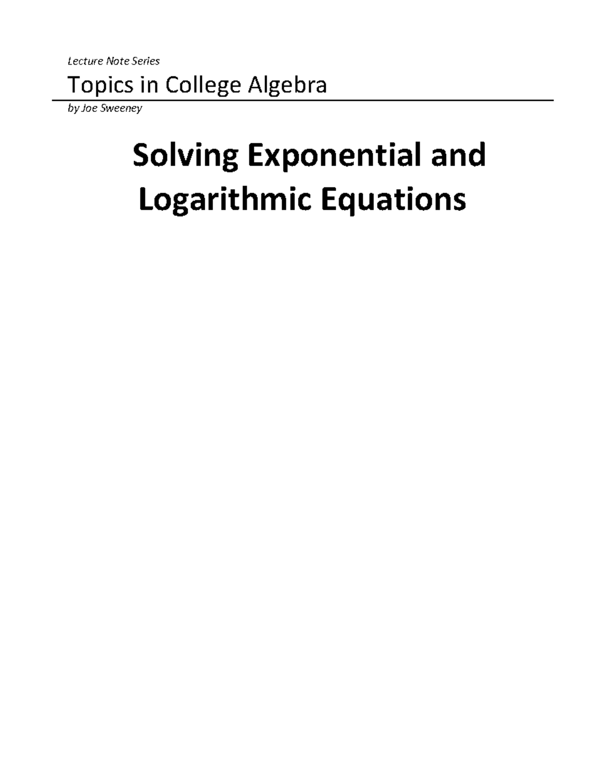 solving-exponential-and-logaritmic-equations-lecture-note-series