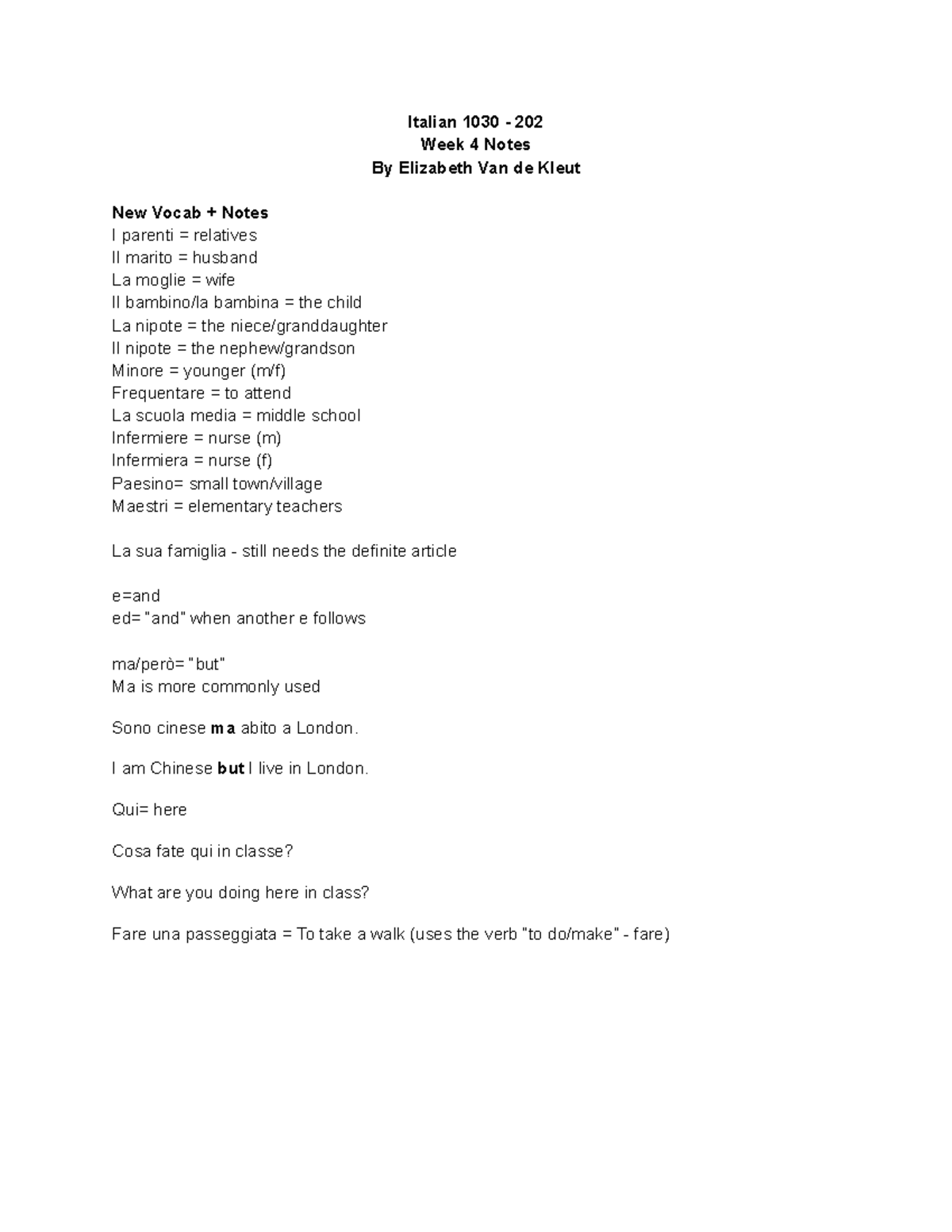 Ita+notes+week+4+wednesday - Italian 1030 - 202 Week 4 Notes By ...