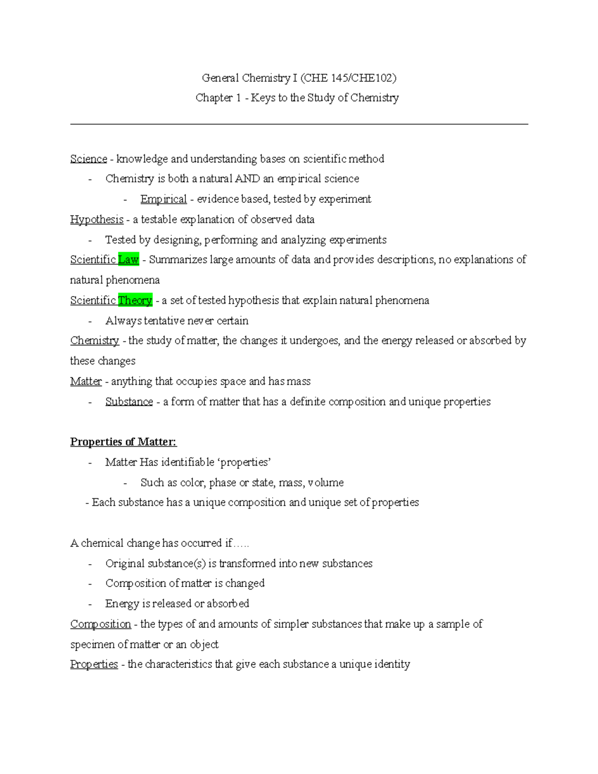 General Chemistry 1 - Chapter 1 - General Chemistry I (CHE 145/CHE102 ...