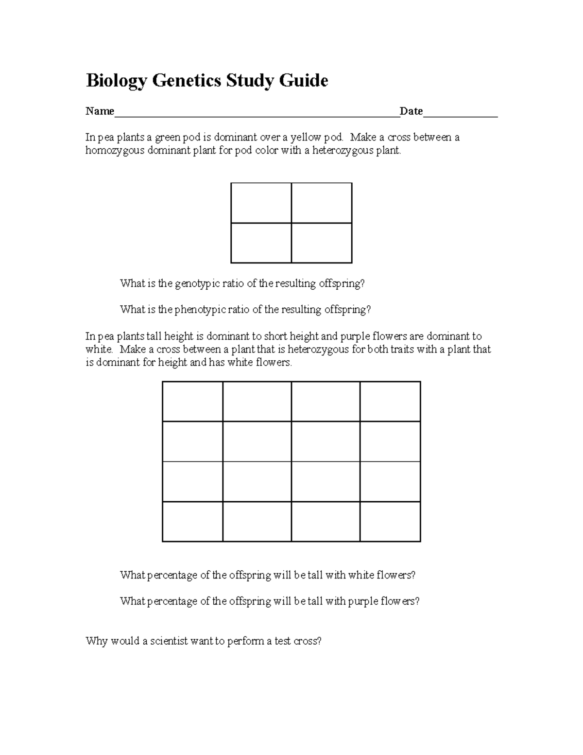 Biology Genetics Study Guide - Biology Genetics Study Guide - Studocu