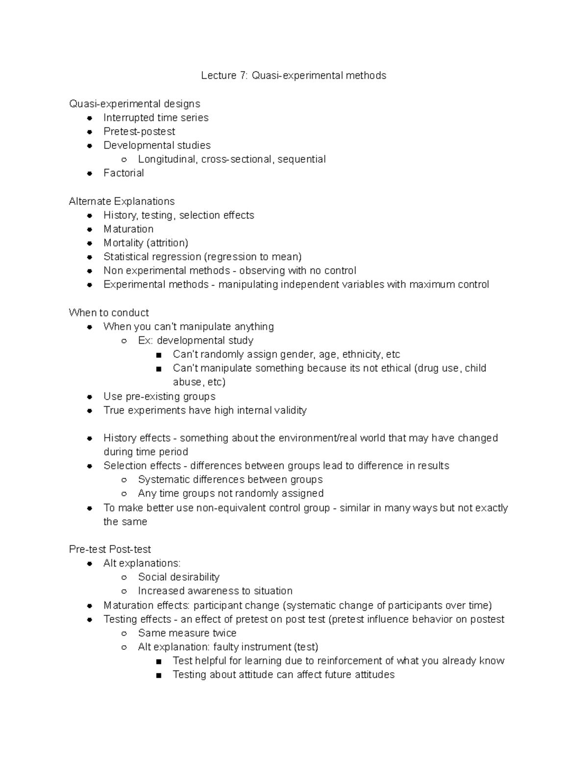 PSYCH 100B Lecture 7 Quasi-experimental methods - Lecture 7: Quasi ...